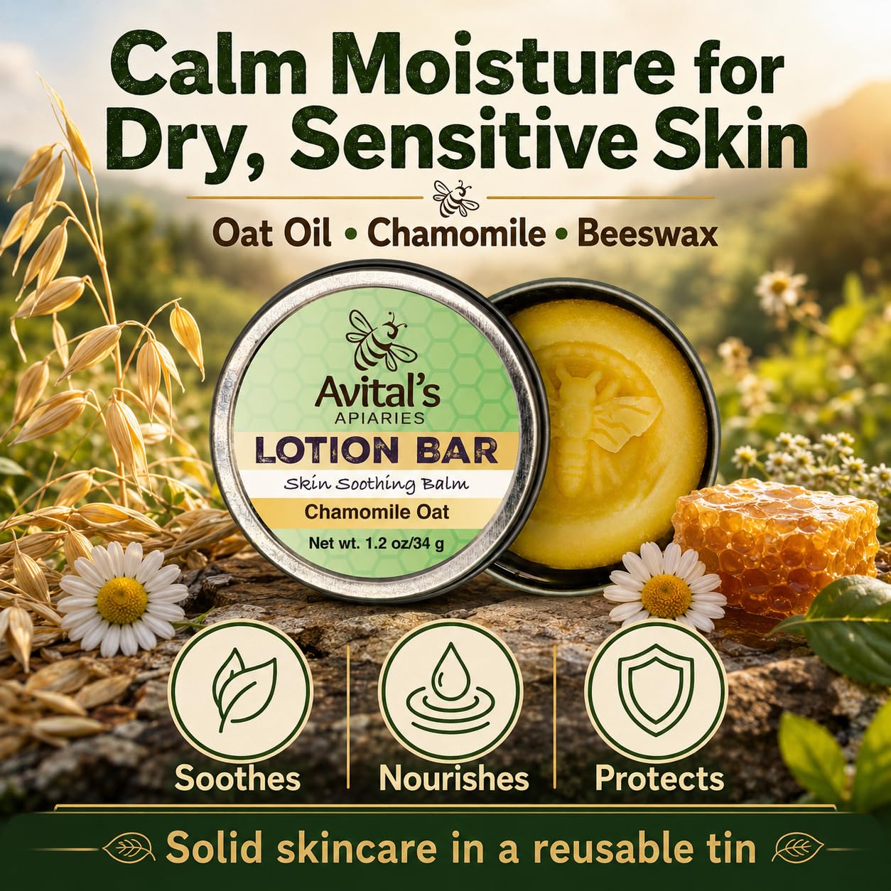Avital's Apiaries bar melting on hand, demonstrating easy glide and mess-free use
