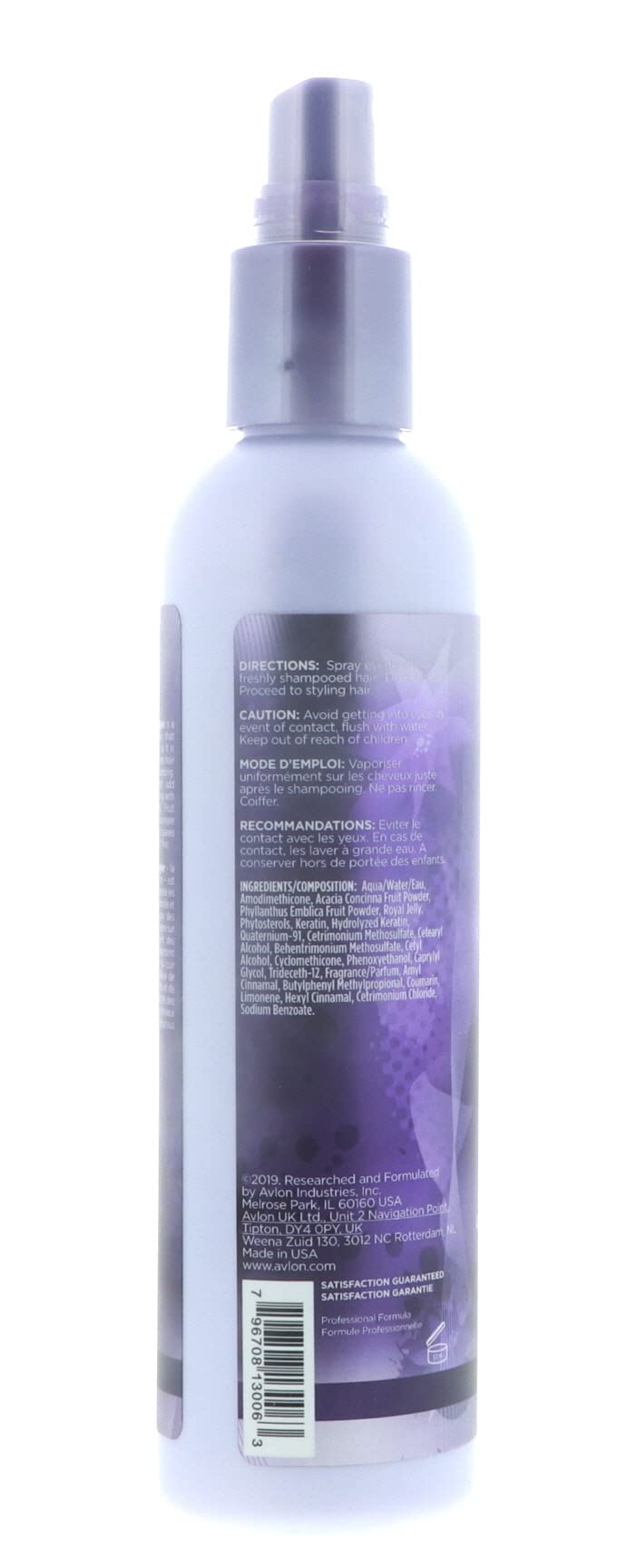 Avlon Avalon ingredient label highlighting phyto extracts and keratin