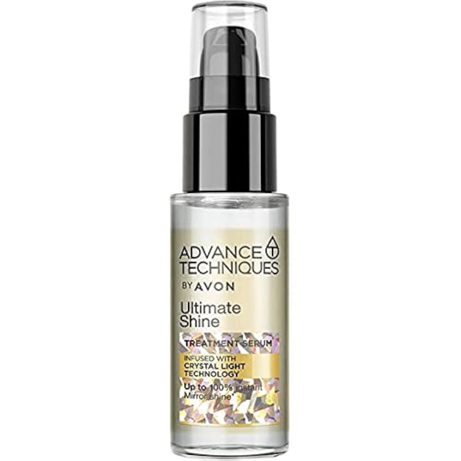 AVON bottle front packaging showing product and shiny finish benefits