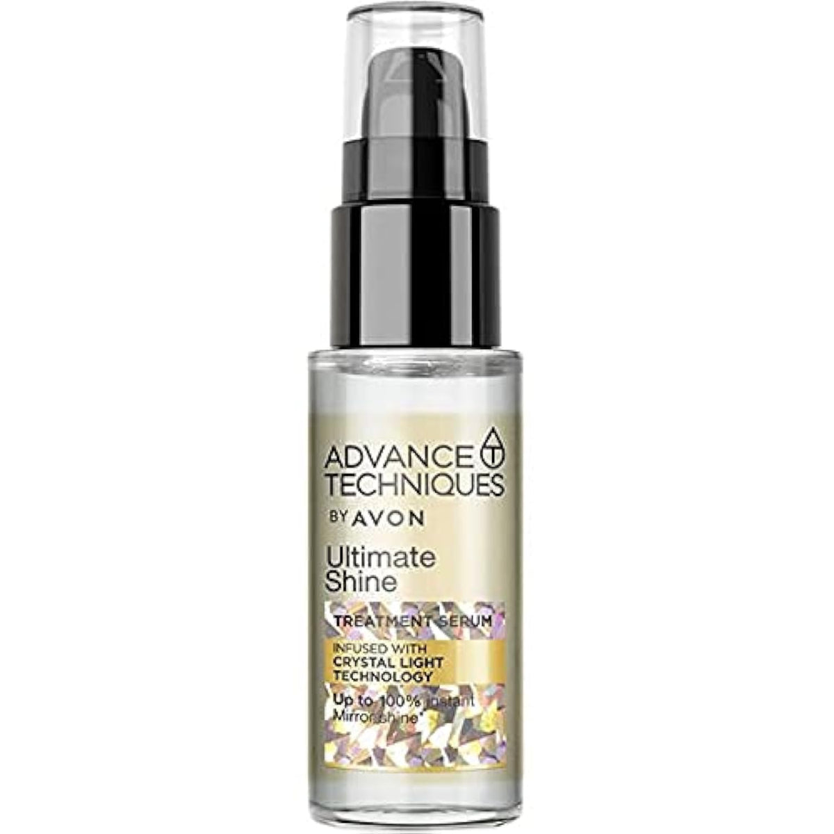 AVON bottle front packaging showing product and shiny finish benefits