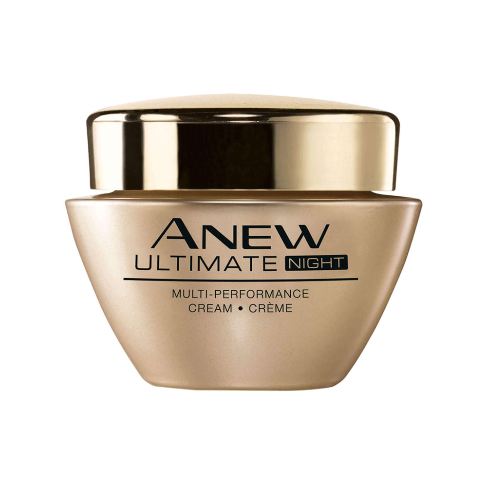 AVON jar front view showing Anew Ultimate Night Cream for firming benefits