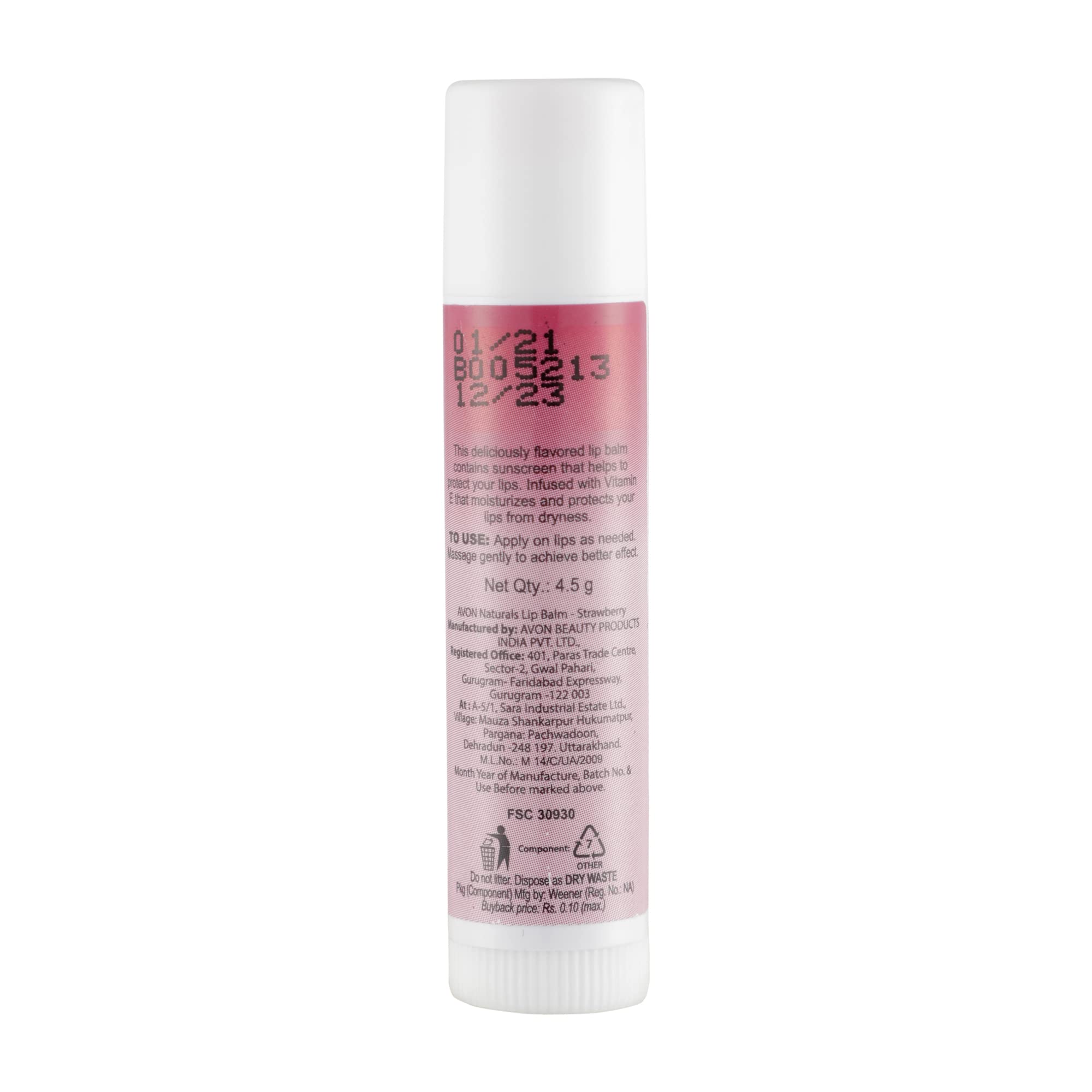 AVON Naturals strawberry lip balm texture close-up displaying smooth buttery finish for quick glide