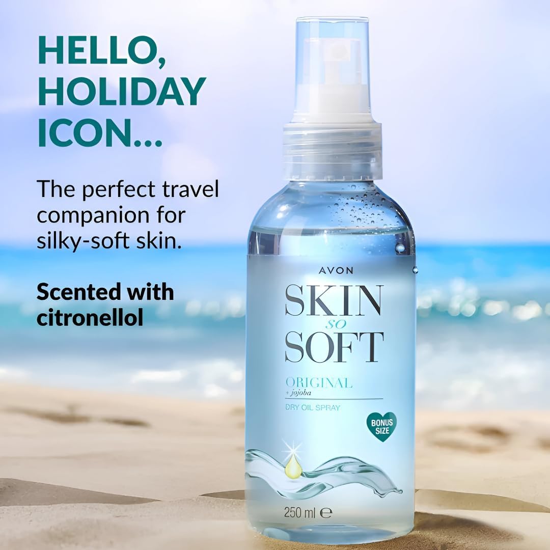 AVON SKIN SO SOFT applied to forearm demonstrating smooth, non-greasy finish