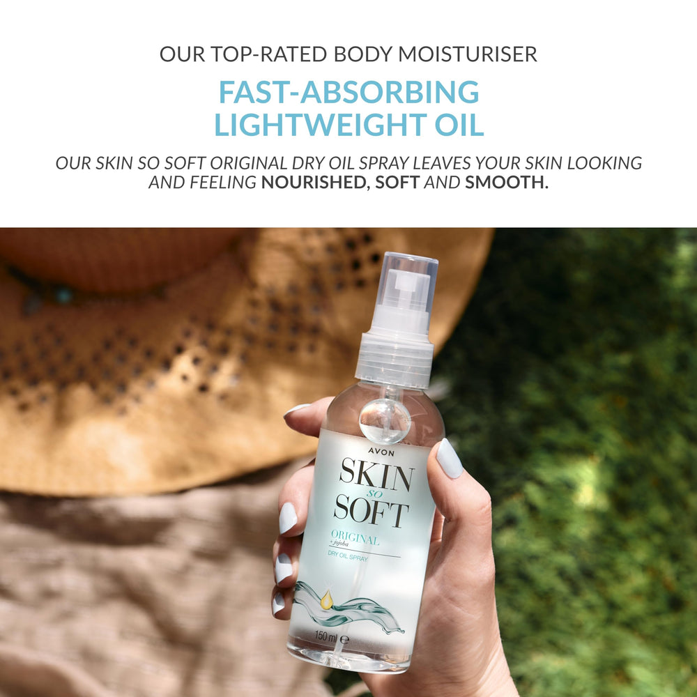 AVON bottle in hand for size and travel-ready convenience
