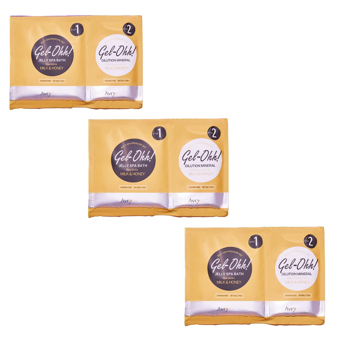 avrybeauty front packaging showing milk and honey jelly pods, inviting relaxation