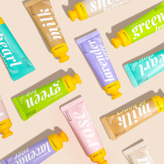AvryBeauty tubes on bathroom vanity evoking everyday spa-like self-care