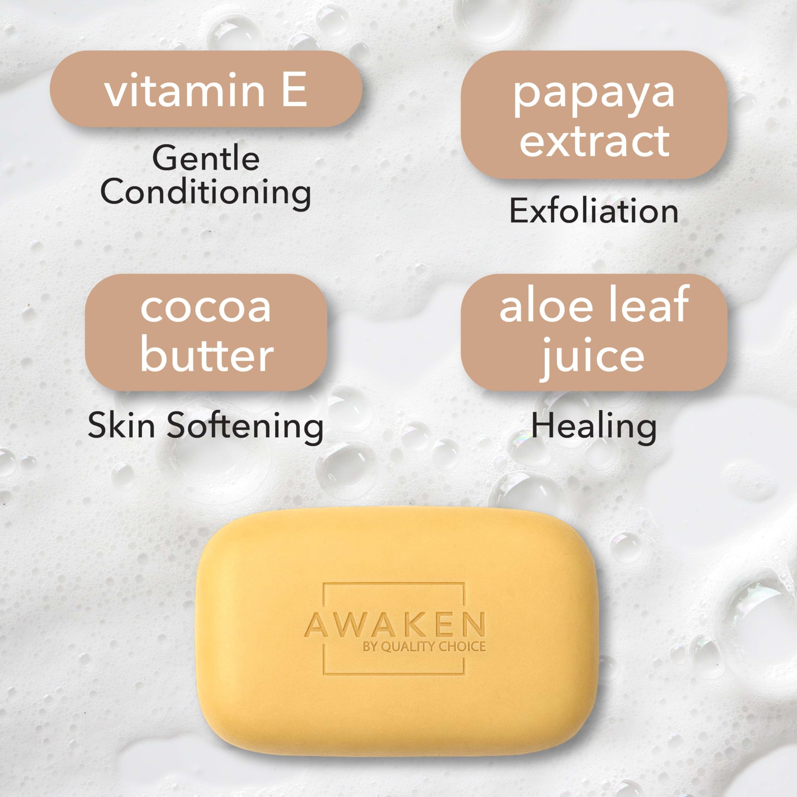 Awaken by Quality Choice creamy lather in hand for gentle cleansing