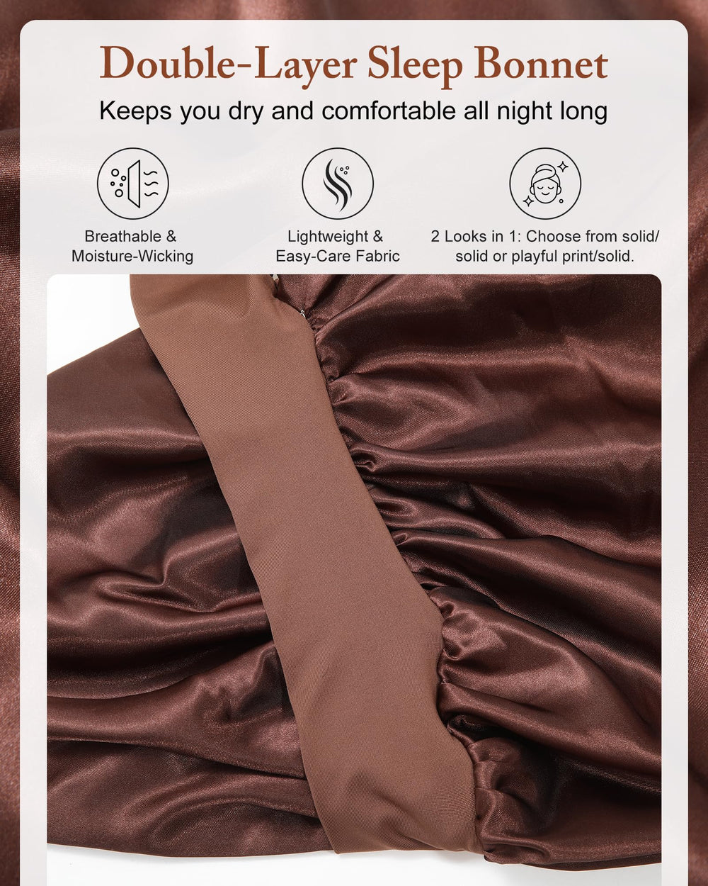 AWAYTR bonnet tie band detail demonstrating adjustable straps for secure hold