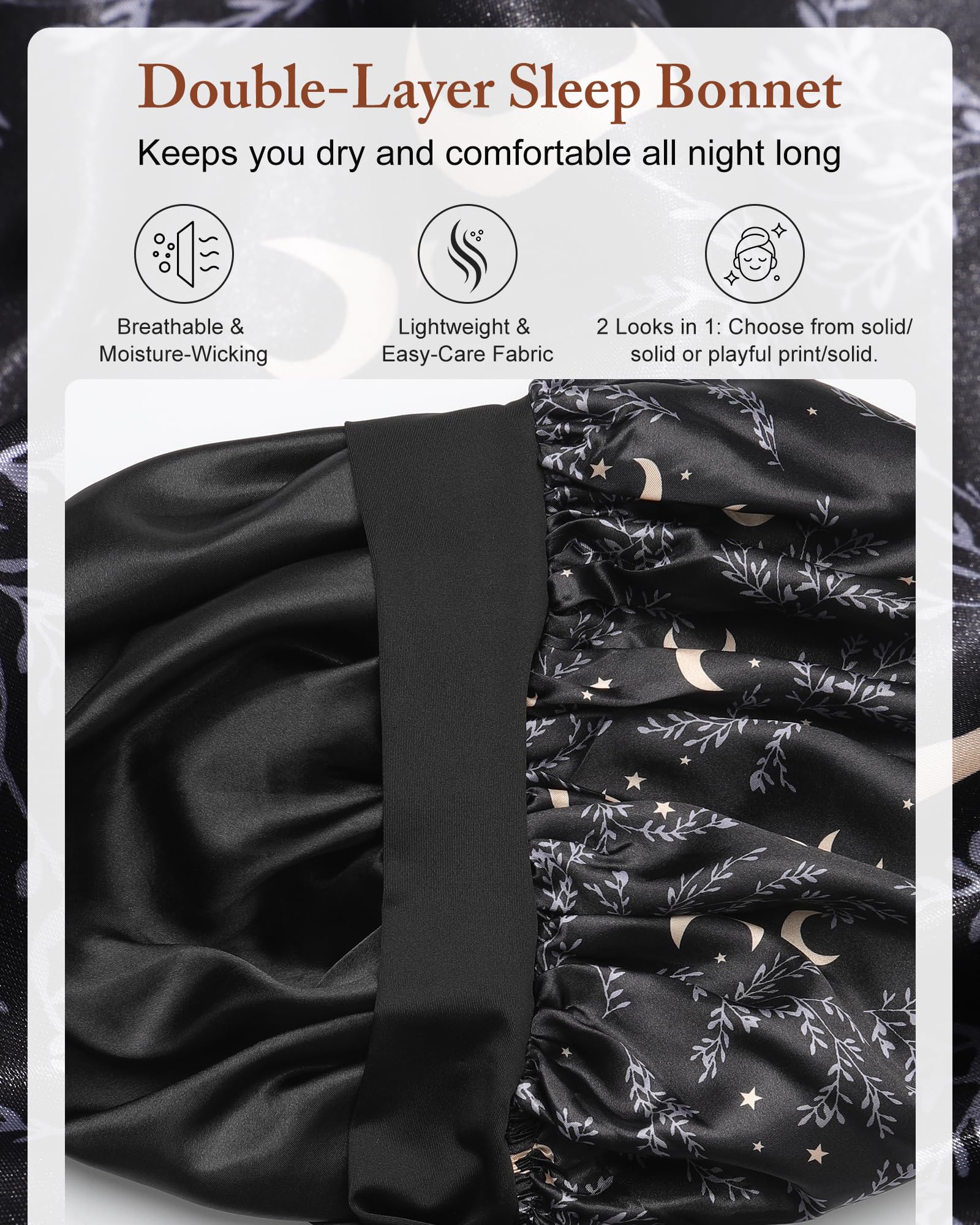 AWAYTR bonnet tie band detail highlighting adjustable straps that prevent slipping