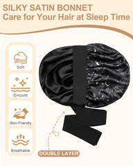 AWAYTR bonnet worn by model with curly hair showing preserved volume