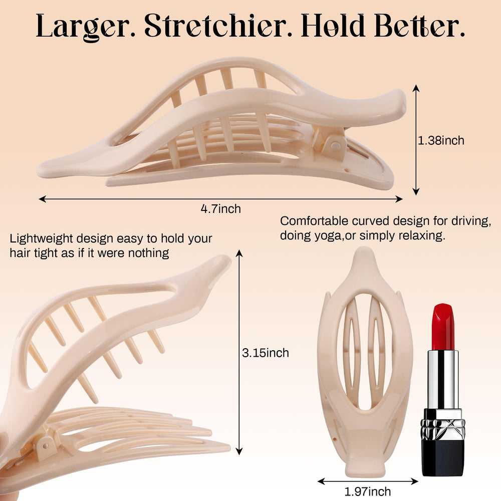 AWAYTR side profile of a flat hair clip illustrating low-profile comfort against head