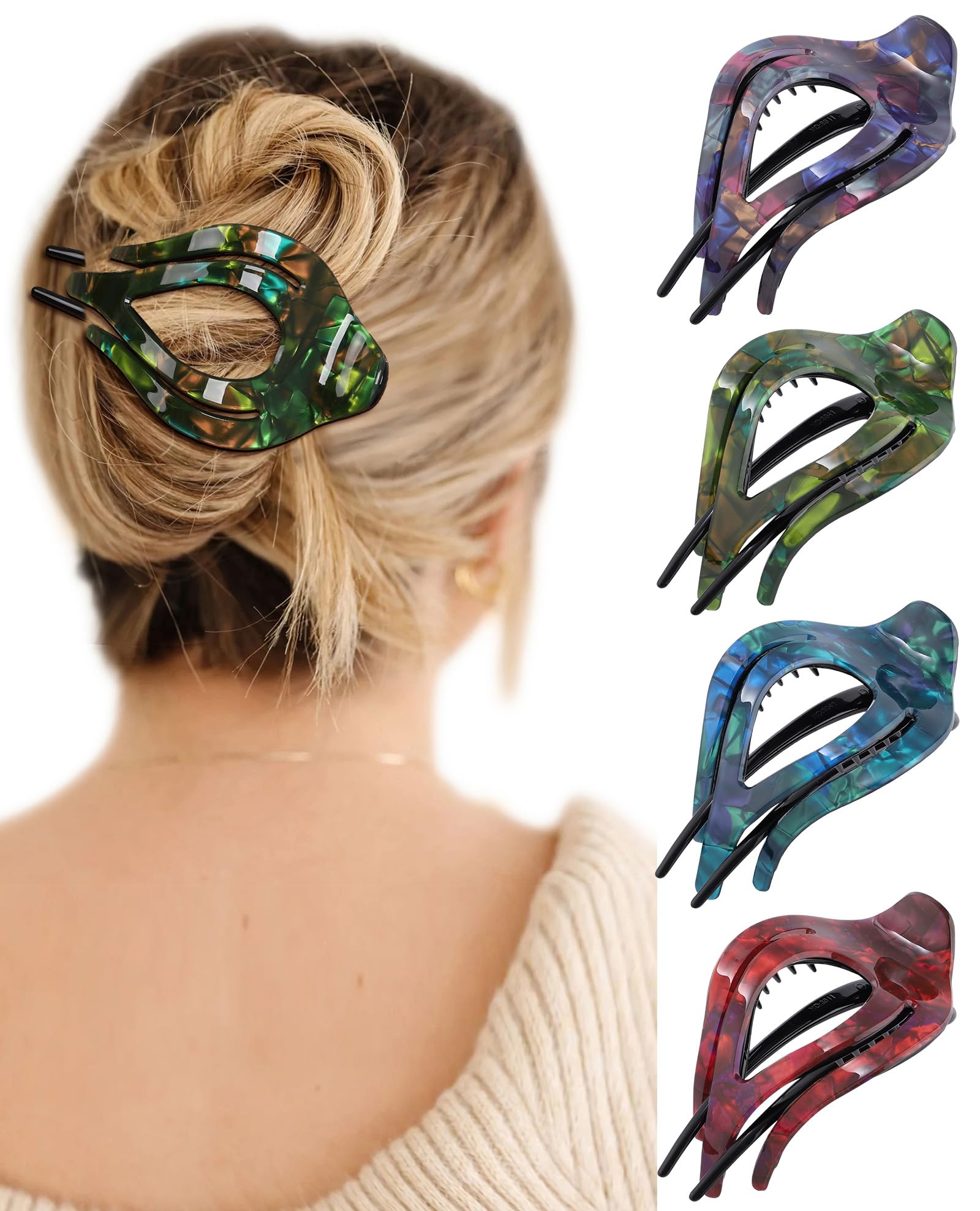 AWAYTR front view of 4-piece clip set showing colors and crack pattern, easy styling benefit