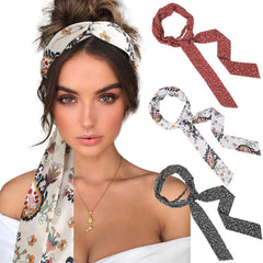 AWAYTR front view of three head wraps showing colors and packaging benefit versatile styling