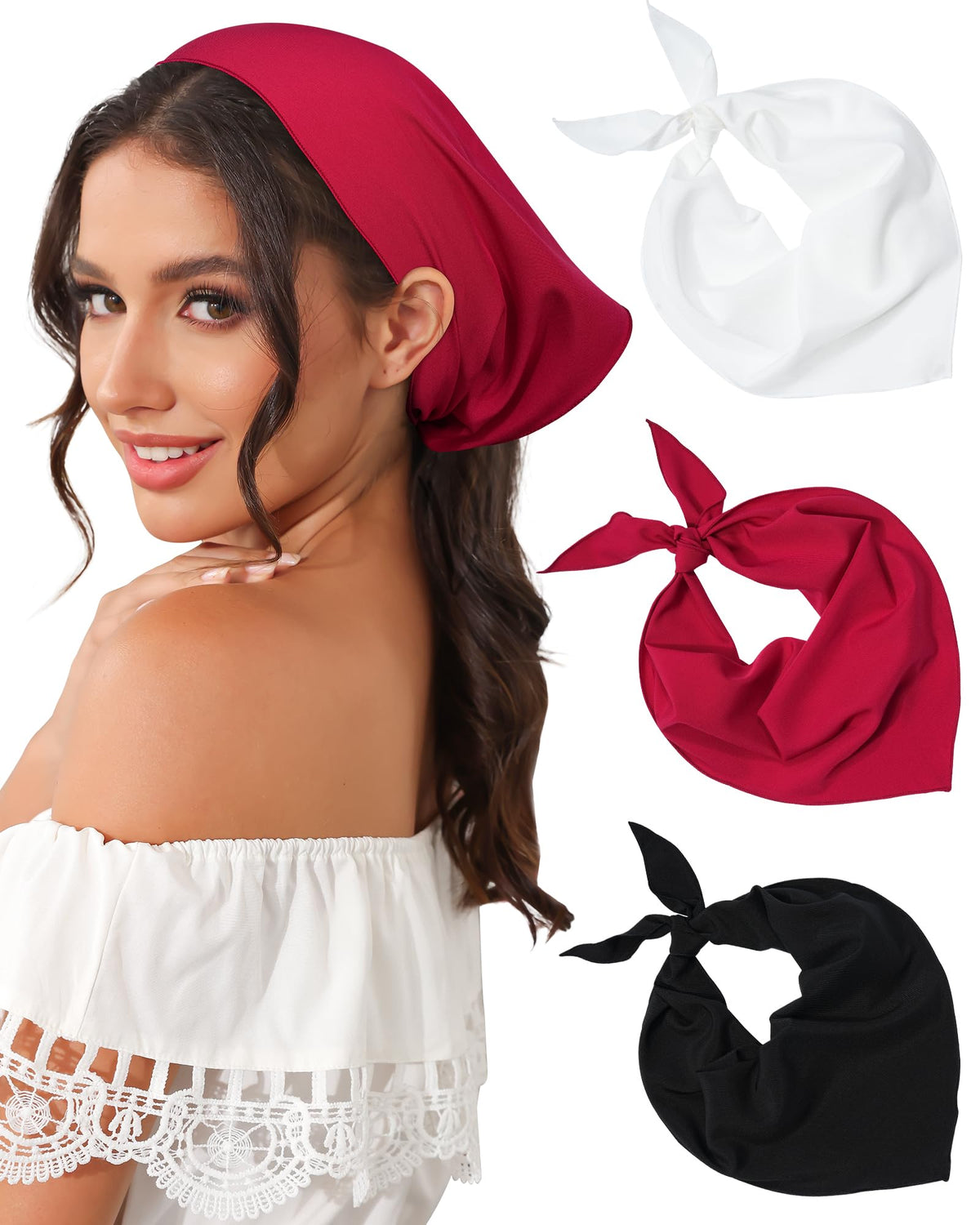 AWAYTR front view red bandana showing shape and styling benefit