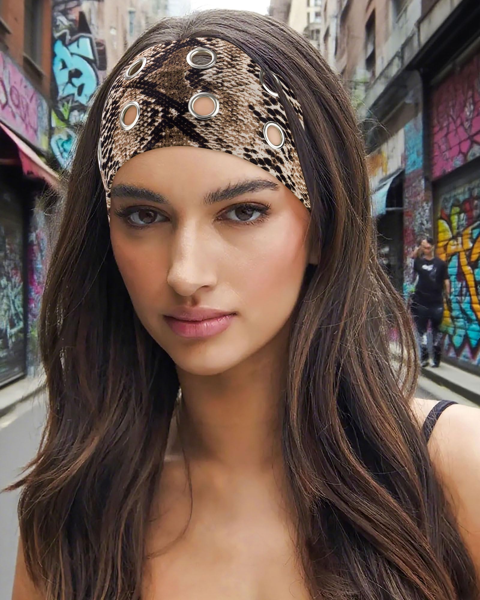 AWAYTR headband worn in a portrait showing versatile styling and comfortable fit