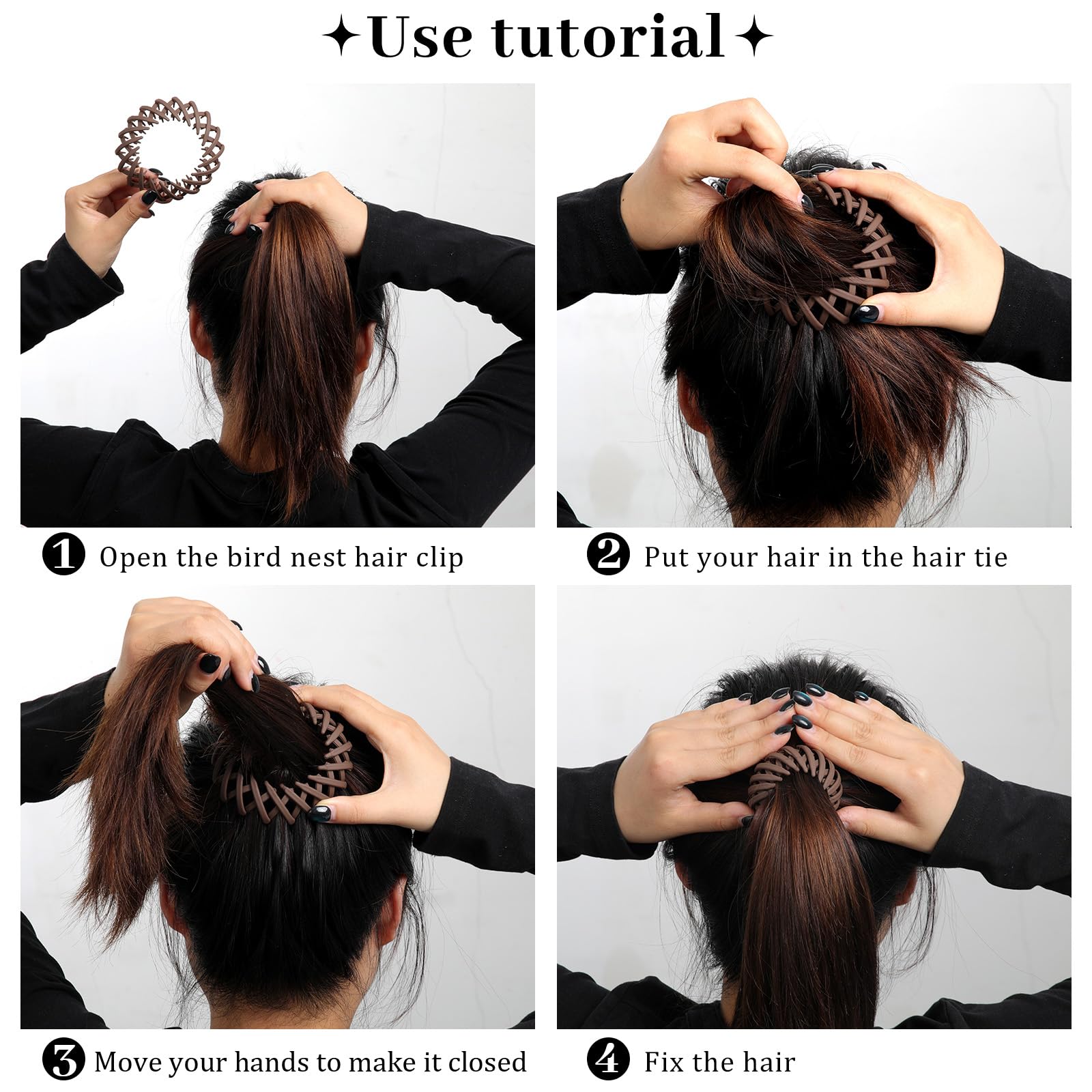 AWAYTR clip securing a ponytail in motion showing secure hold during activity benefit