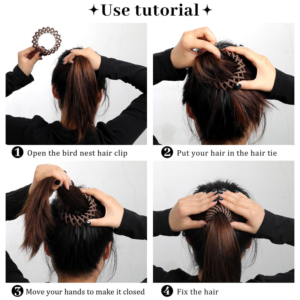 AWAYTR clip securing a ponytail in motion showing secure hold during activity benefit