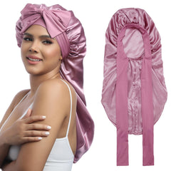 AWAYTR bonnet front view shows protective satin and stylish rose gold finish