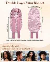 AWAYTR bonnet beside ruler showing large dimensions for long thick hair