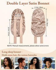 AWAYTR bonnet worn by model in bedroom preserving braids and preventing frizz