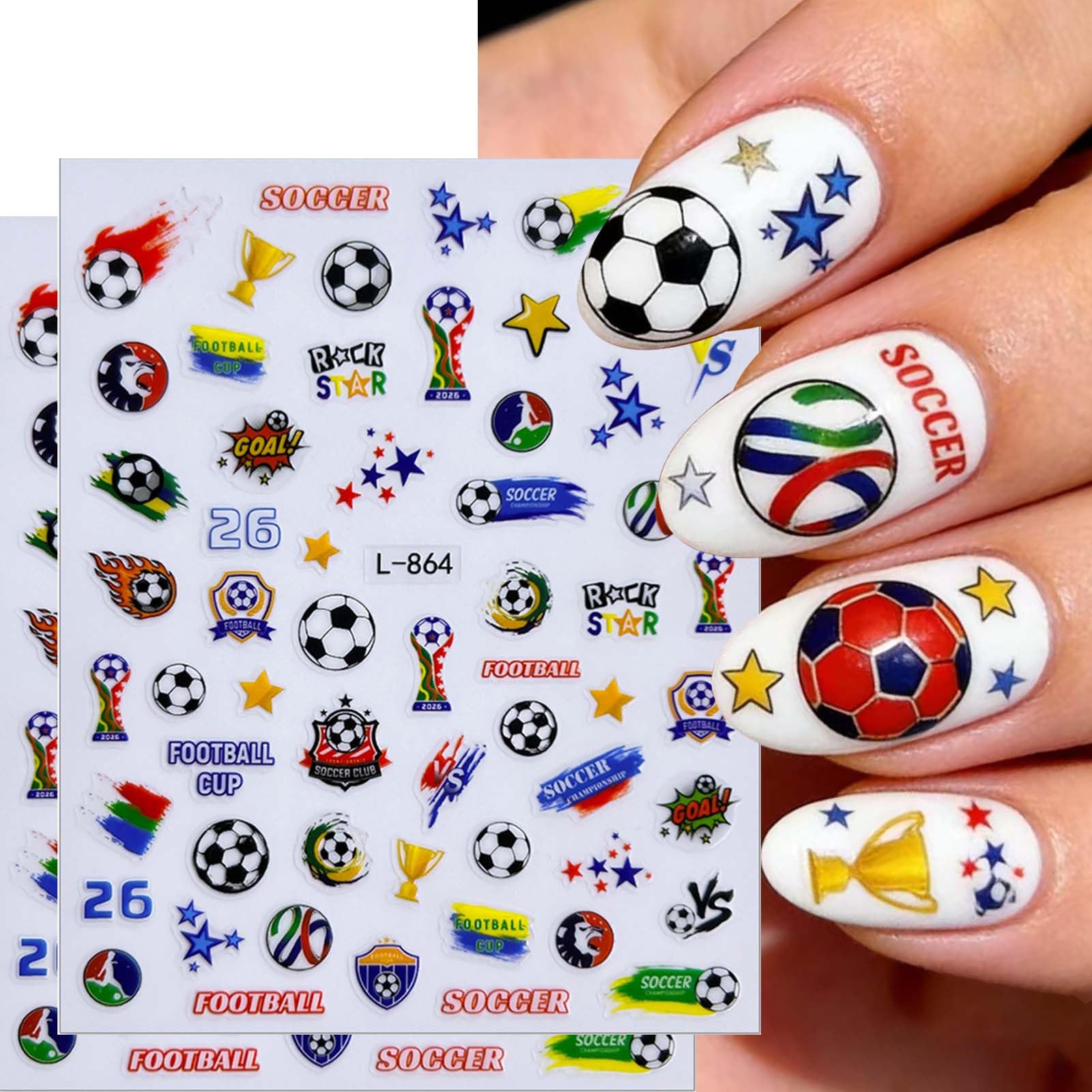 AWDSLUY close-up of rainbow trophy decal detail for vibrant nail accents