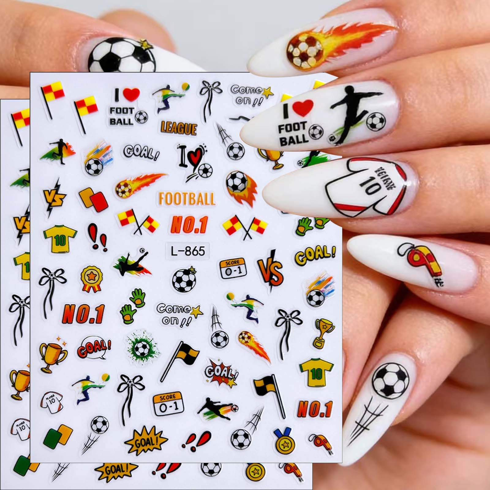 AWDSLUY finished match-day manicure with stickers for spirited fan styling
