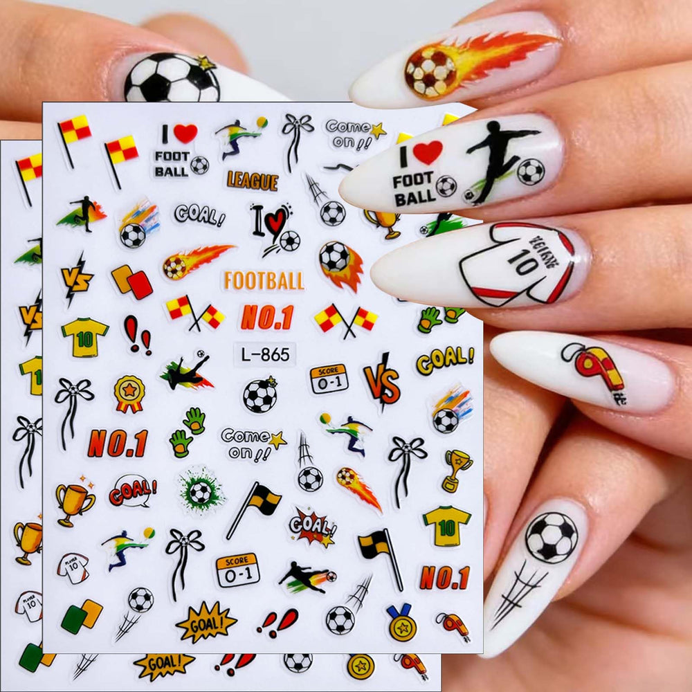 AWDSLUY finished match-day manicure with stickers for spirited fan styling