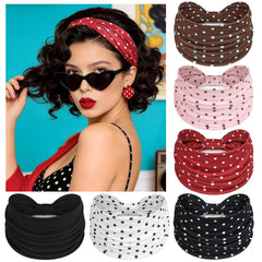 Awumbuk dark red front view showing six knotted headbands and stylish packaging for versatility