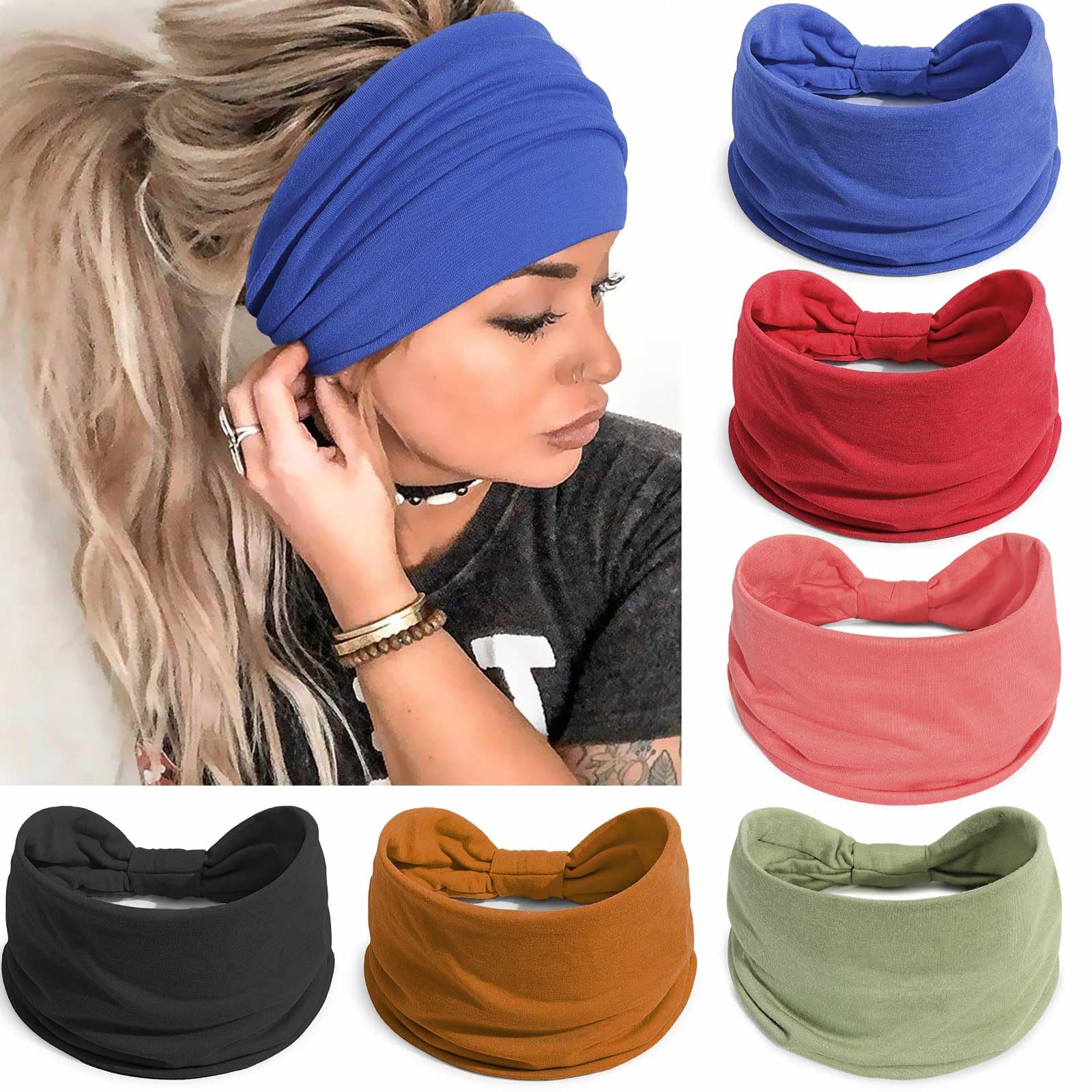 Awumbuk front view brown wide headband showing clean boho look and secure fit