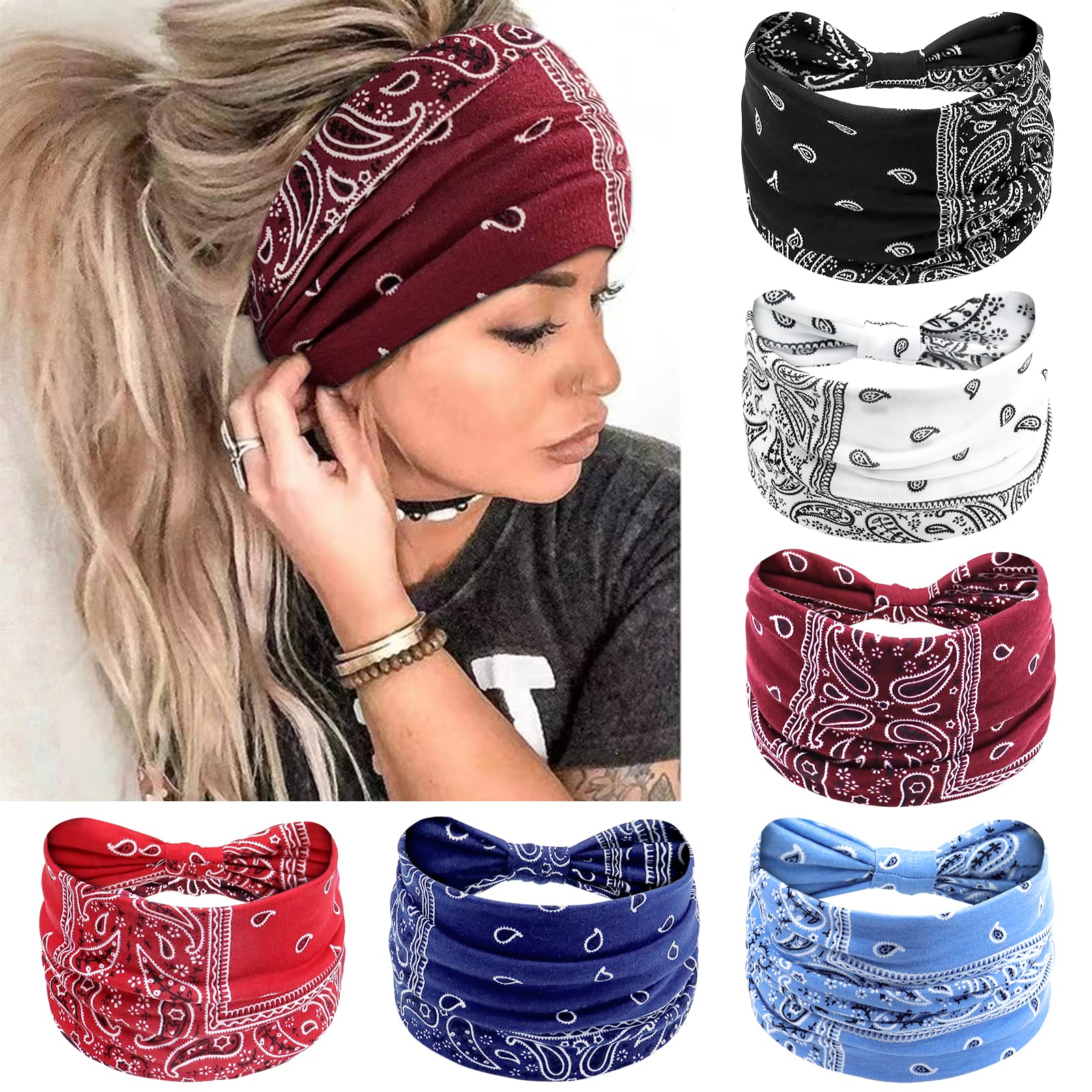 Awumbuk front view wide knotted headband showing full coverage and style benefit