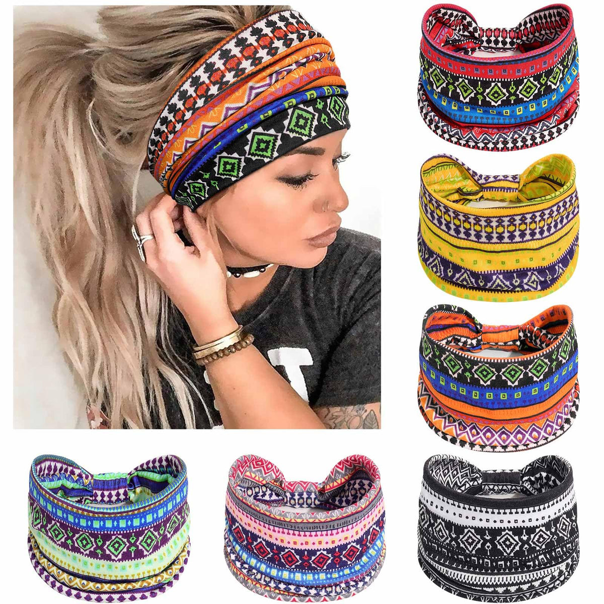 Awumbuk front view headband showing knotted design and secure fit benefit