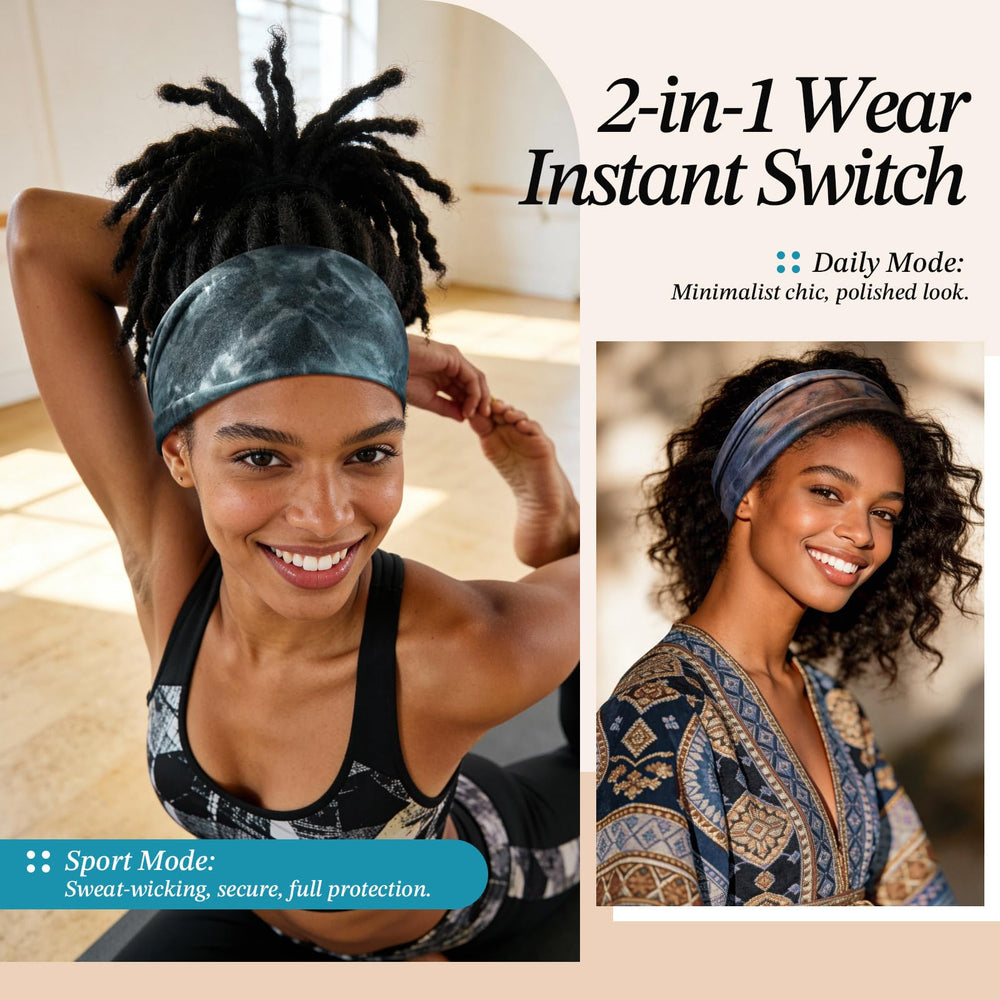 Awumbuk headband worn by runner demonstrating secure non-slip fit benefit