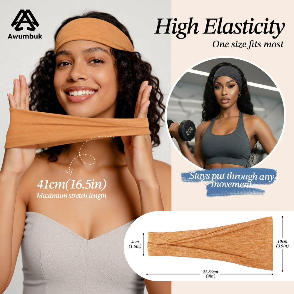 Awumbuk headband worn during yoga illustrating secure non-slip fit