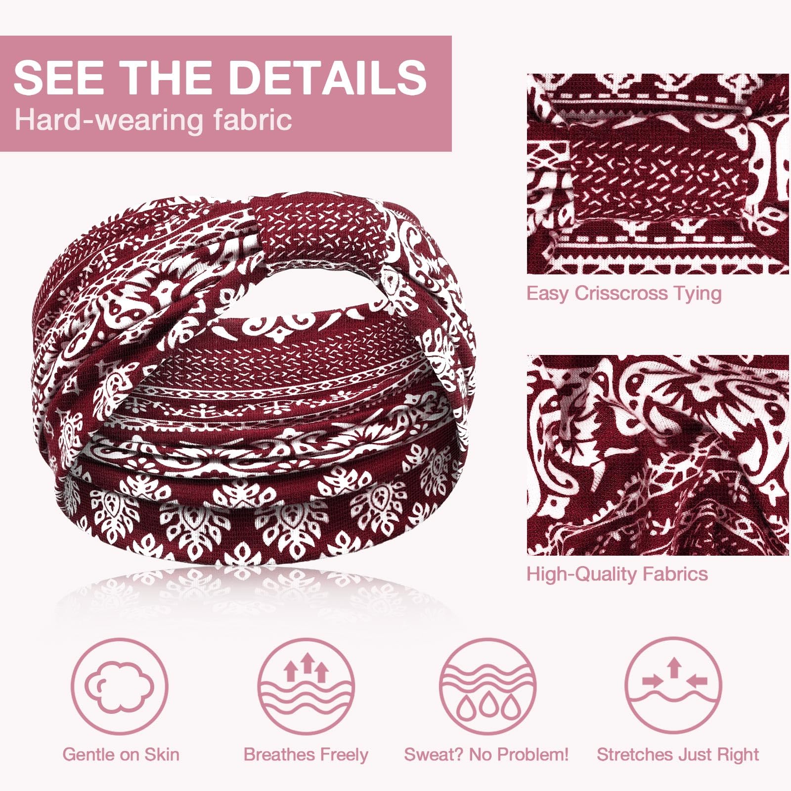 Awumbuk set of six folded headbands showing color variety and value pack benefit