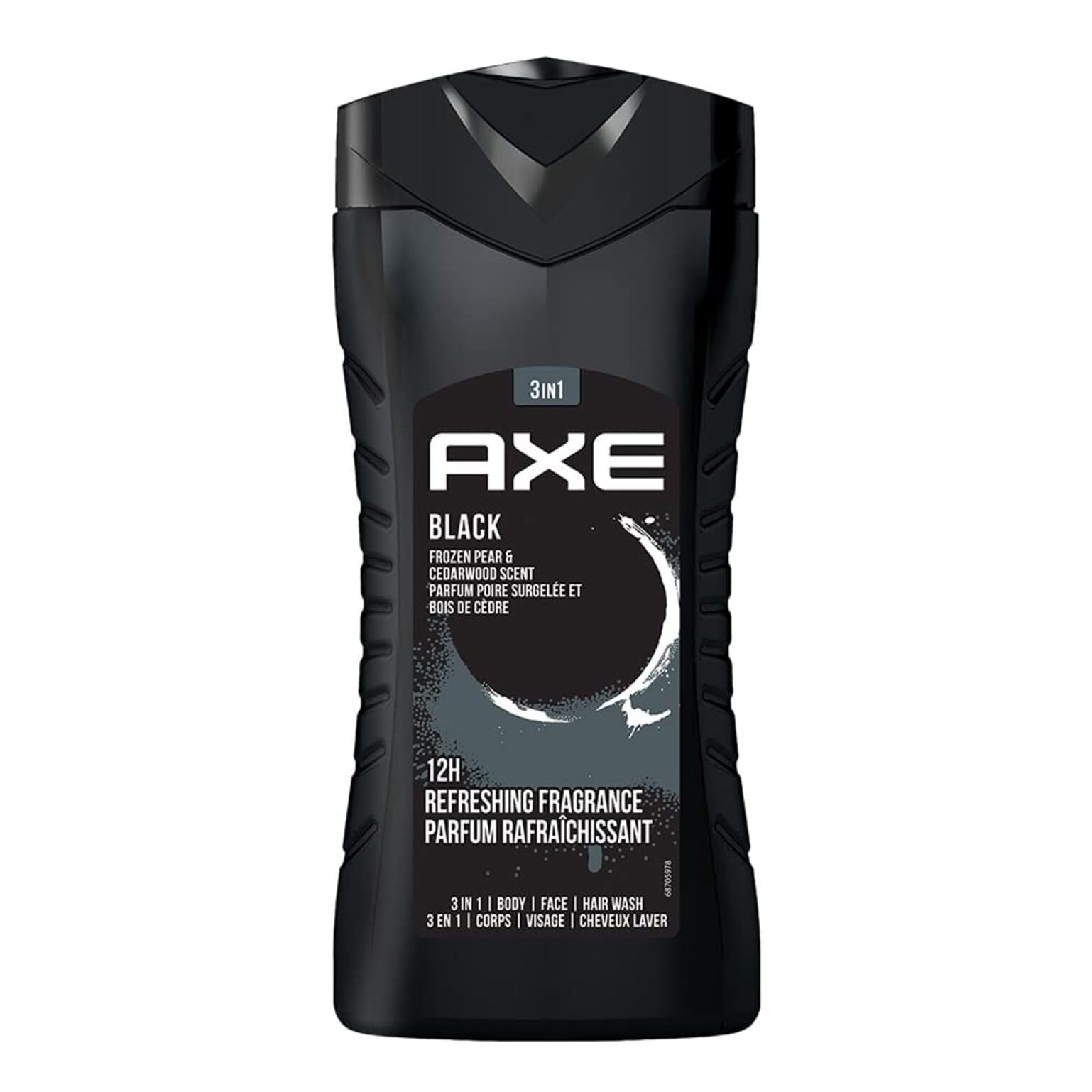 AXE Black front packaging showing chilled pear and cedarwood scent benefit