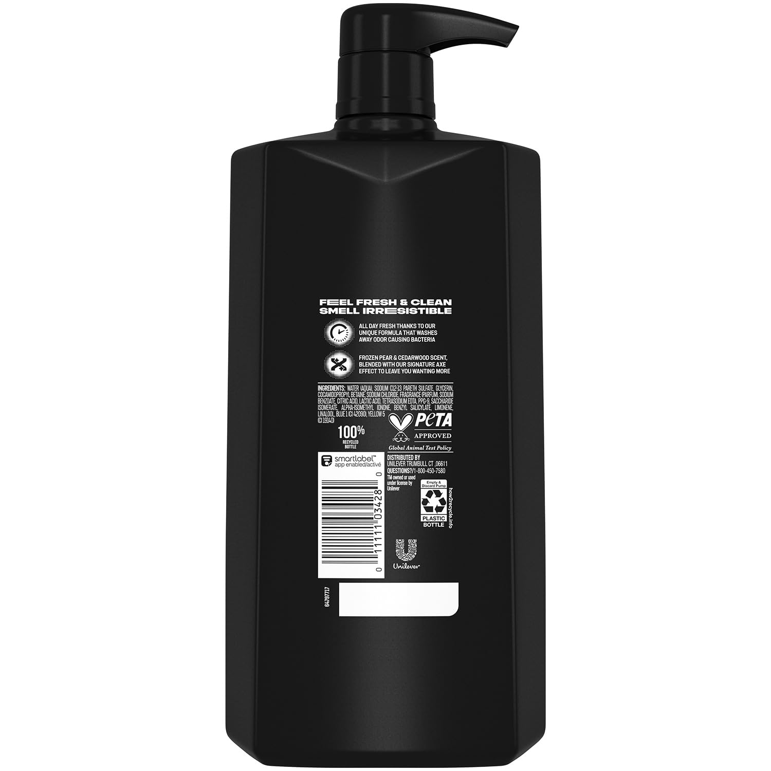 AXE Black pump bottle closeup highlighting easy-dispense benefit