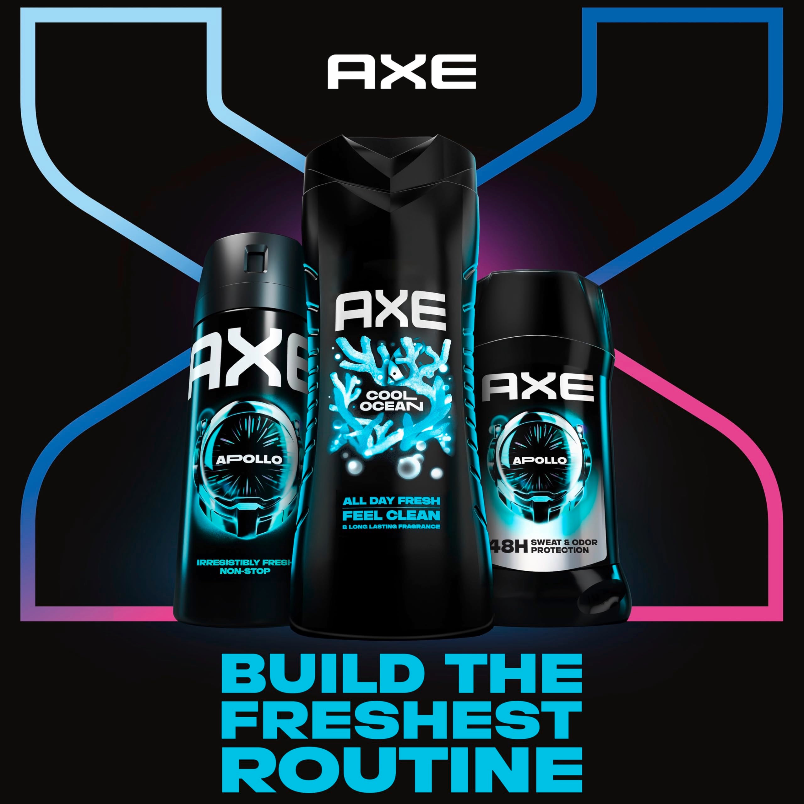 AXE Cool Ocean essential oils flatlay showing scent-inspired ingredients