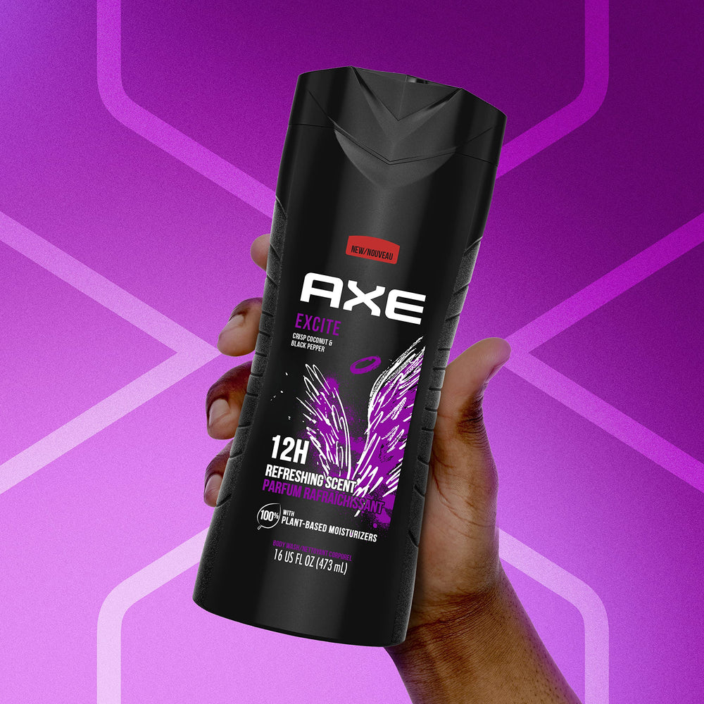 Bathroom shelf styling with AXE Excite in a grooming kit showing coordinated routine benefit