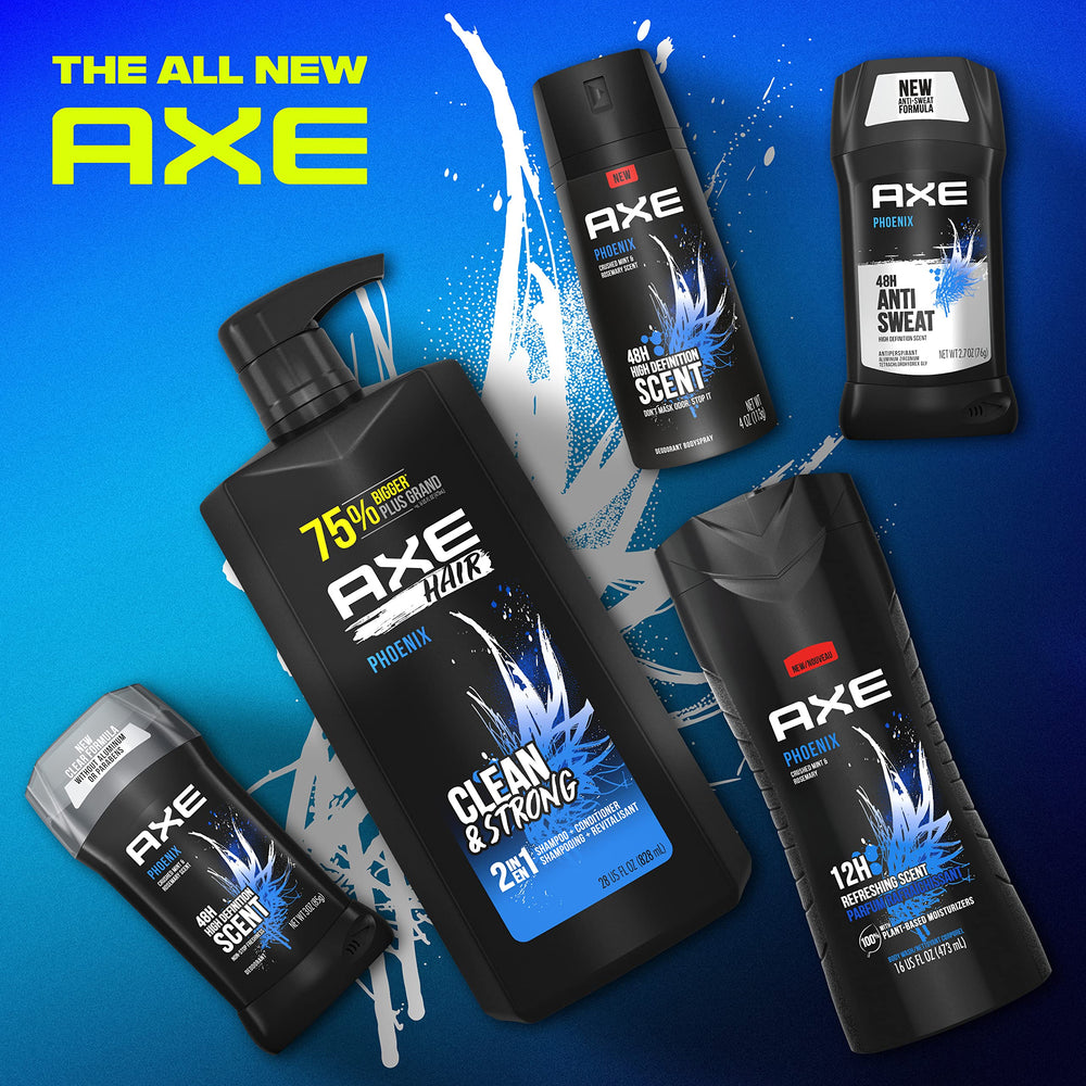 AXE Phoenix back label detail explaining directions and recycled packaging benefit