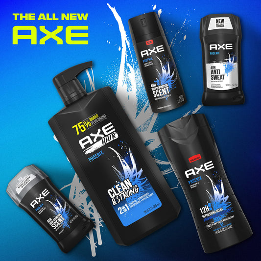 AXE Phoenix back label detail explaining directions and recycled packaging benefit