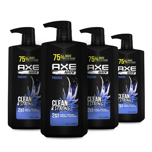 AXE Phoenix front packaging shows scent and 28 oz size, highlighting convenience