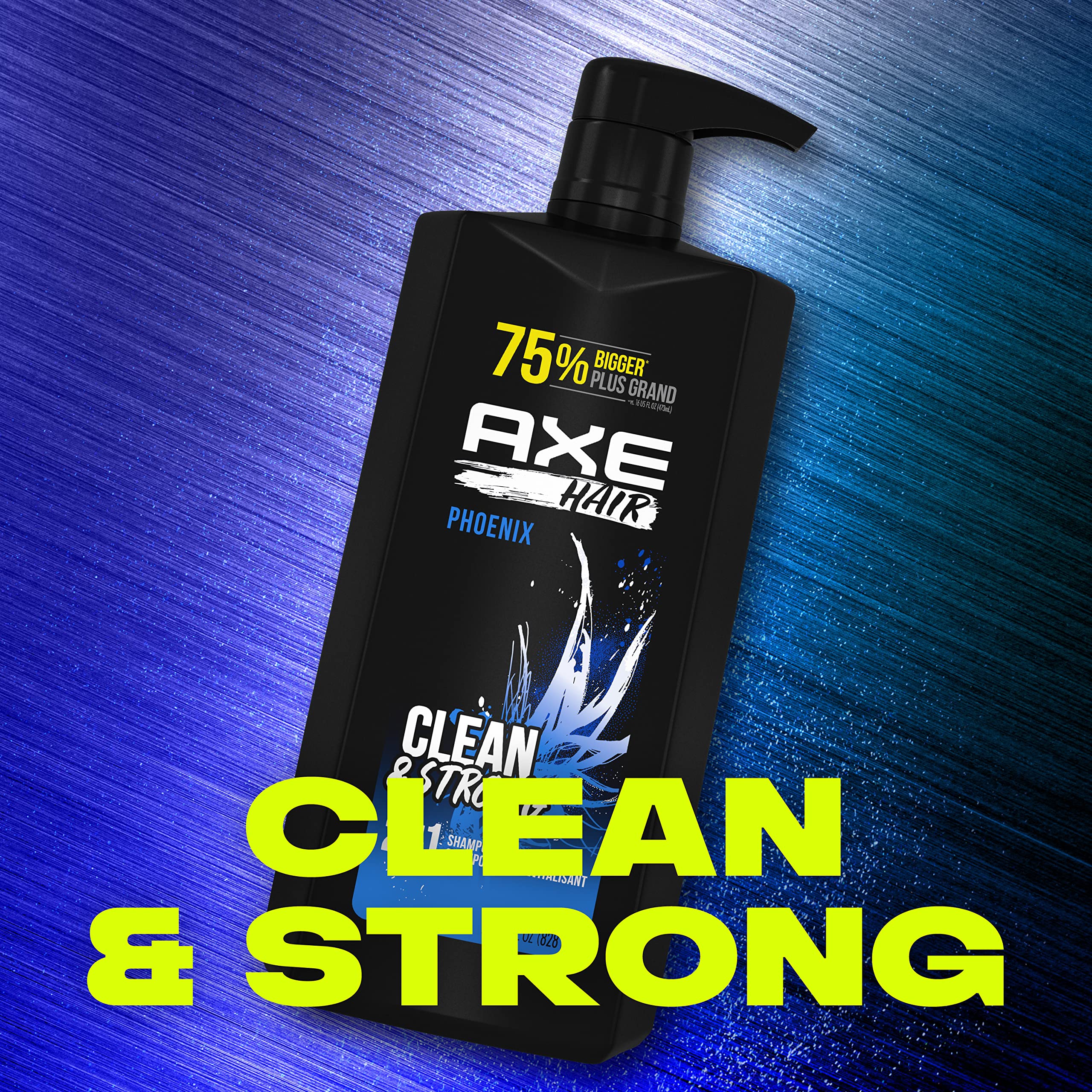 AXE Phoenix in-shower use on wet hair, demonstrating quick 2-in-1 routine benefit