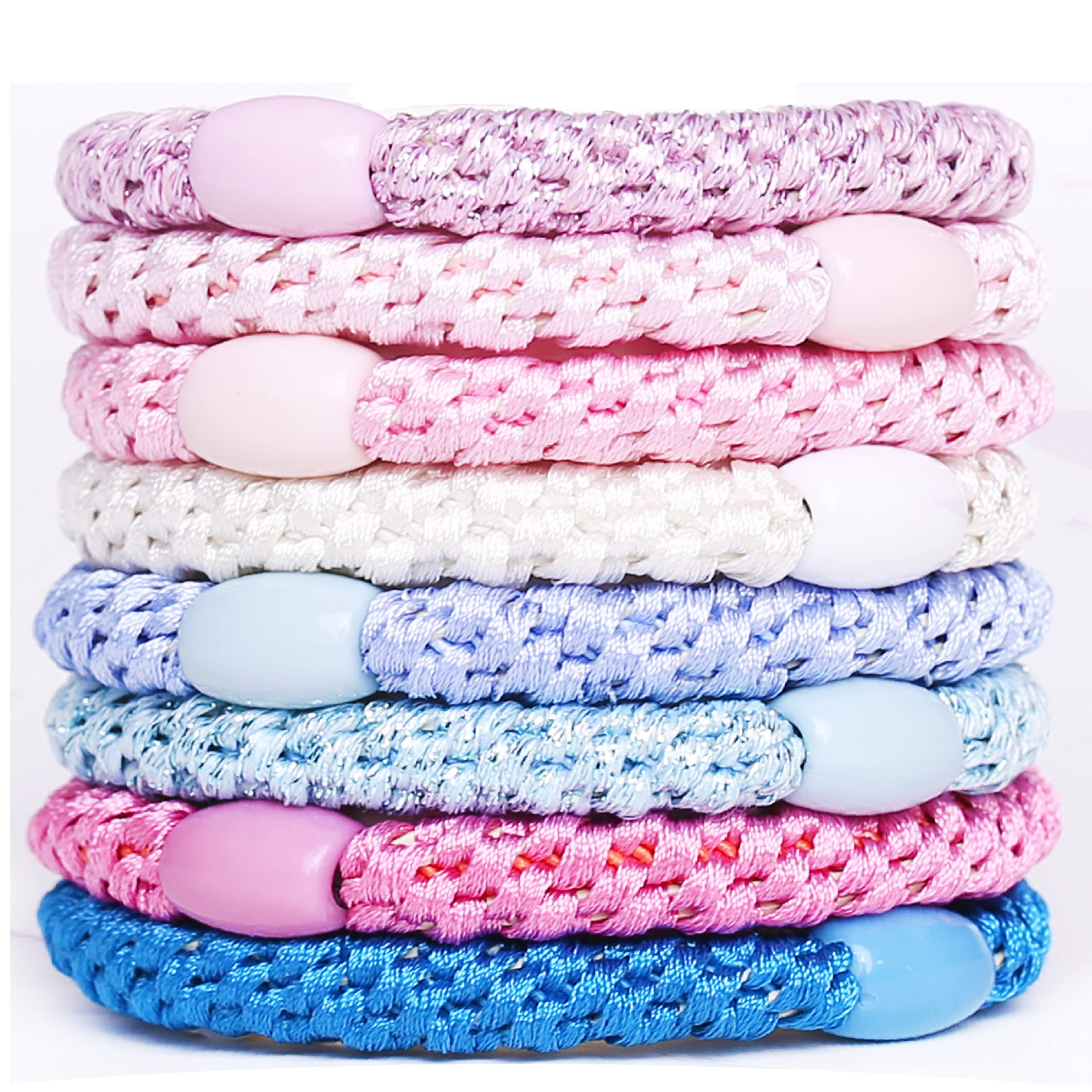 AXEN pastel pack of eight hair ties showing colors and packaging benefit visible variety