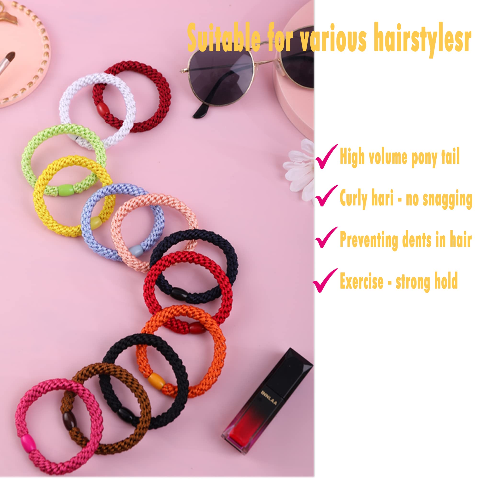AXEN hair tie securing curly ponytail illustrating gentle, no-crease styling benefit