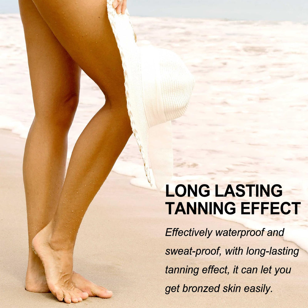 Axnzp worn at beach showing leg coverage and confidence in swimwear