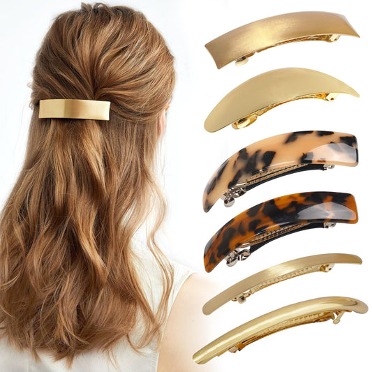 Ayesha front pack of gold and tortoise clips showing variety and polished look