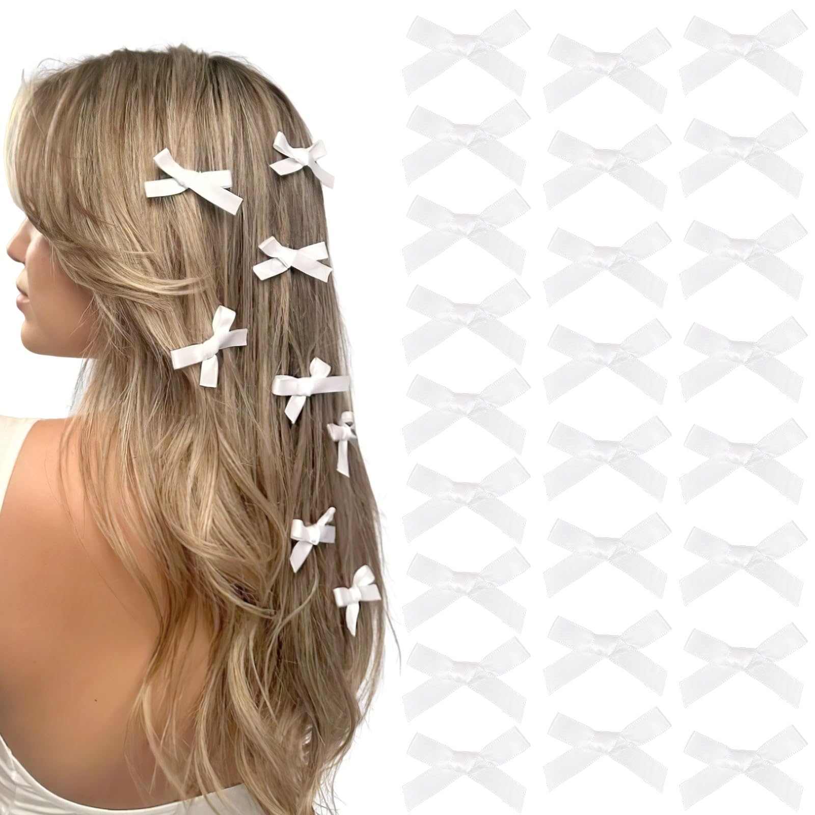 Ayesha white mini bows front view showing neat bows and tidy finish
