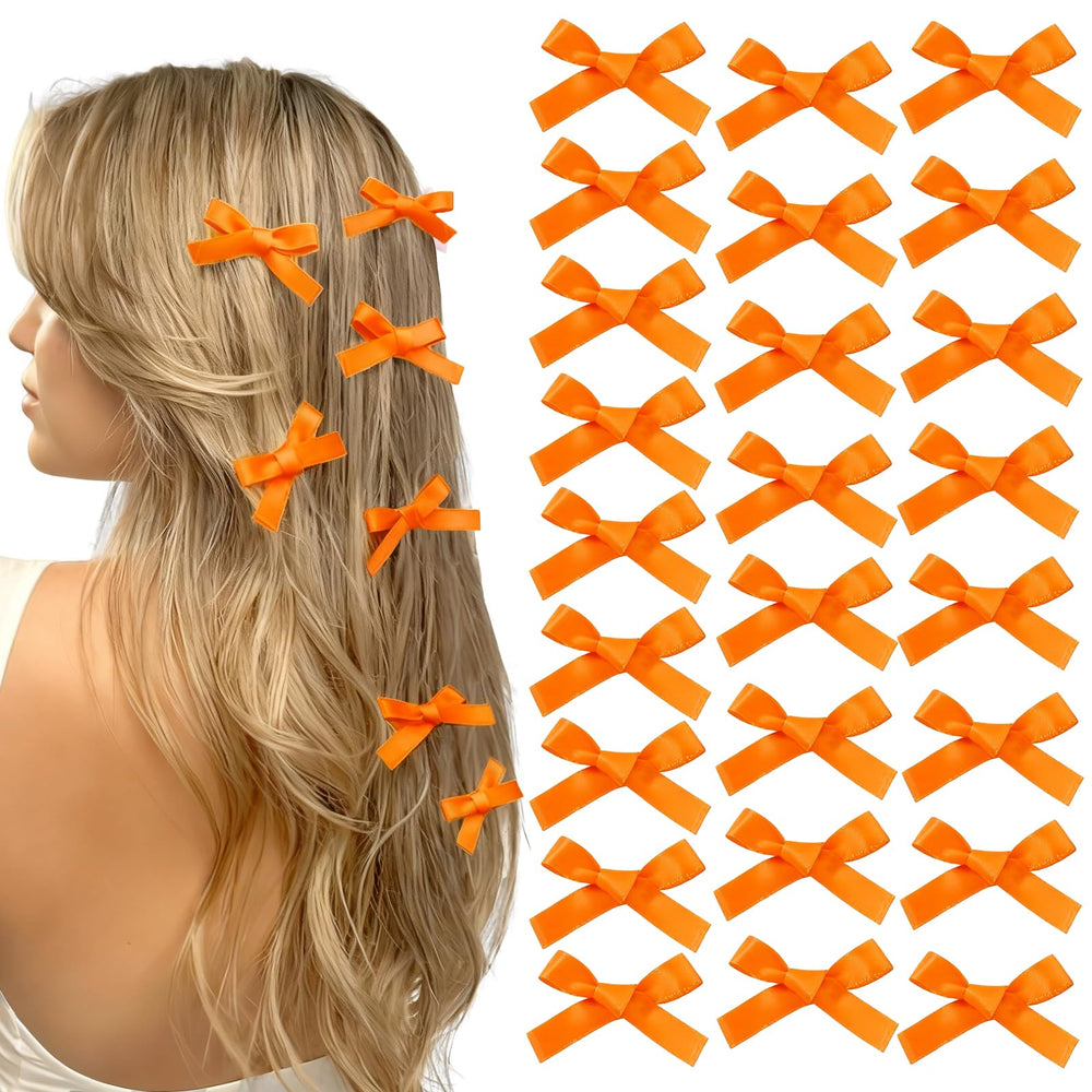 Ayesha orange mini bows front view showing neat set and bright color, adds coordinated flair
