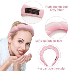 Ayesha headband styled on bathroom vanity to show spa-ready convenience