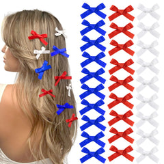 Ayesha bow in ponytail being worn outdoors adding festive patriotic flair